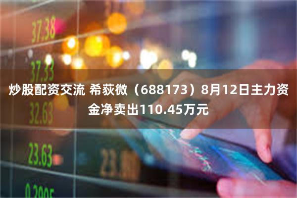 炒股配资交流 希荻微（688173）8月12日主力资金净卖出110.45万元